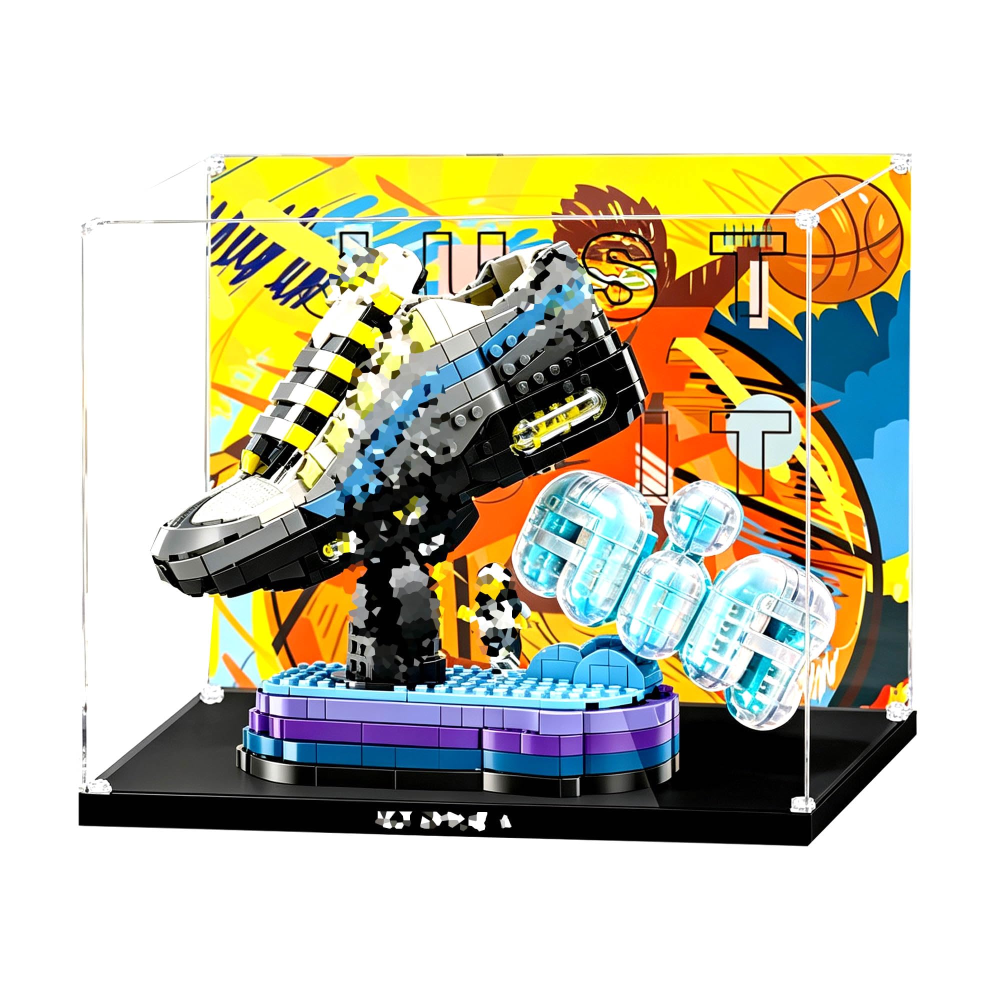Ddxmml Background D Dustproof Clear Showcase, Fits For Le-Go 43025 Sneakers Sets (Background D)