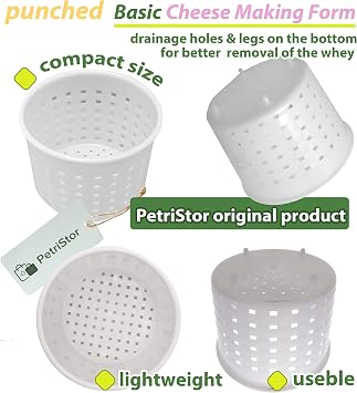 3 pcs Small Cheese Mold for Cheese Making 1/3 qt - Soft Cheese Molds - Homemade Cheese Making Supplies - Cream Cheese Form Mold - Moldes Para Queso Fresco Casero - Feta Ricotta Cheese Making