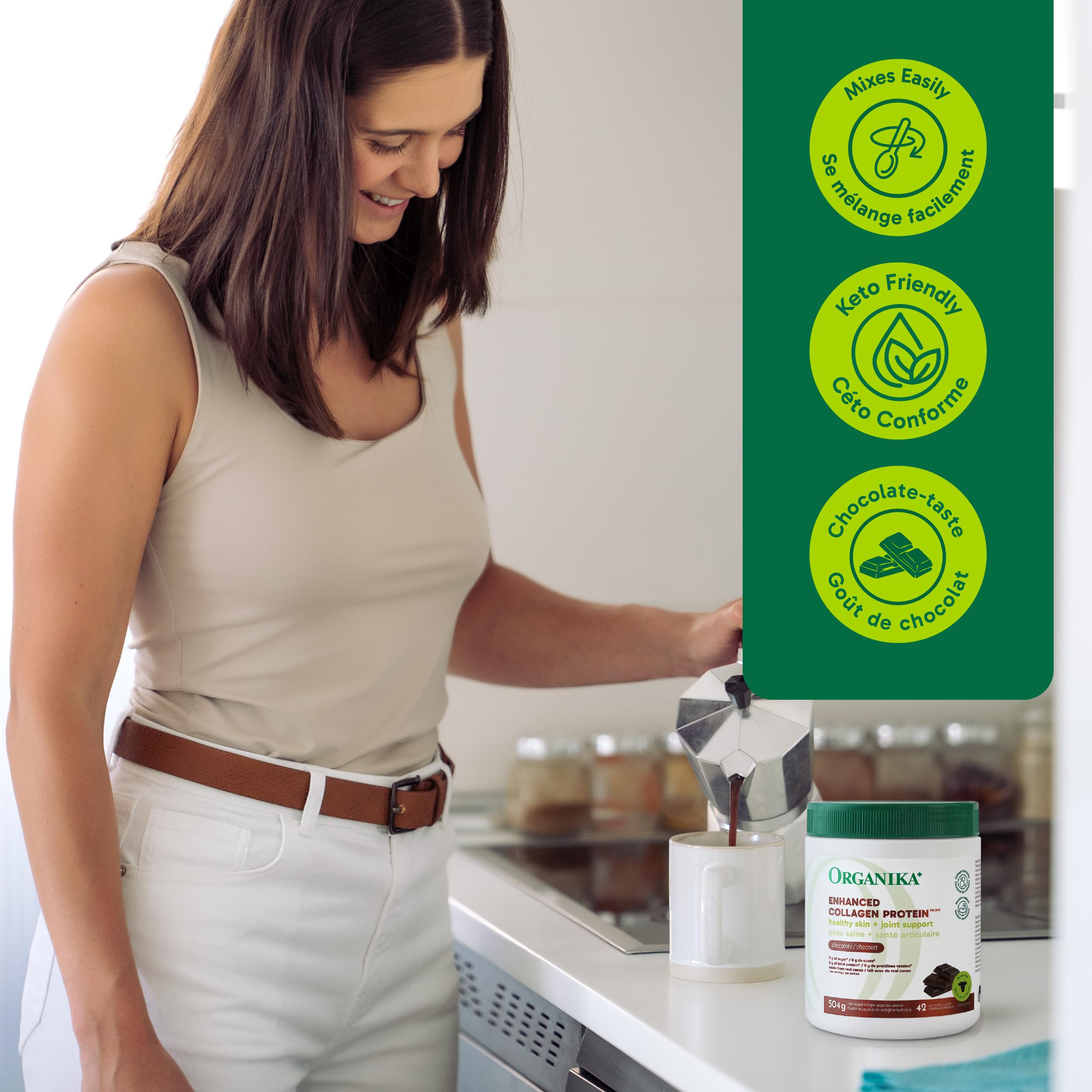 Organika Canadian-Made Chocolate Enhanced Collagen Powder (Type 1 & 3) 504g