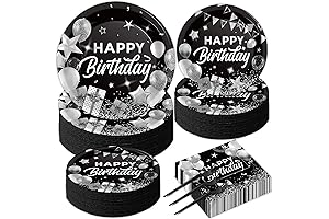 gisgfim 200PCS Black and White Birthday Party Supplies