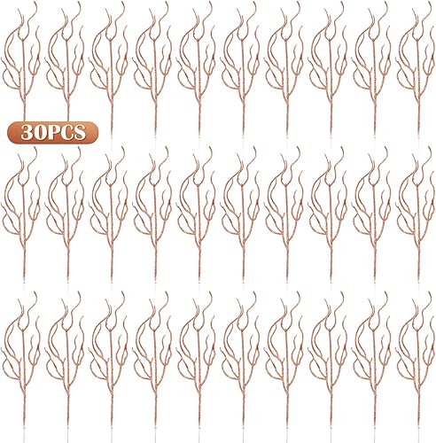 Miniatura 4 de Jutom 30 piezas de palillos de árbol de Navidad con purpurina de 13.7 x 2.7 pulgadas, ramas de relleno de árbol de Navidad, ramas de árbol de