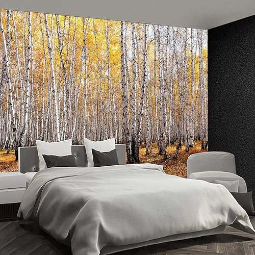 Miniatura 2 de Fightal - Papel tapiz de bosque de abedul otoñal, para sala de estar, paisaje paranormal, paisaje, selva, dormitorio, sofá, 108 x 75 pulgadas (no se