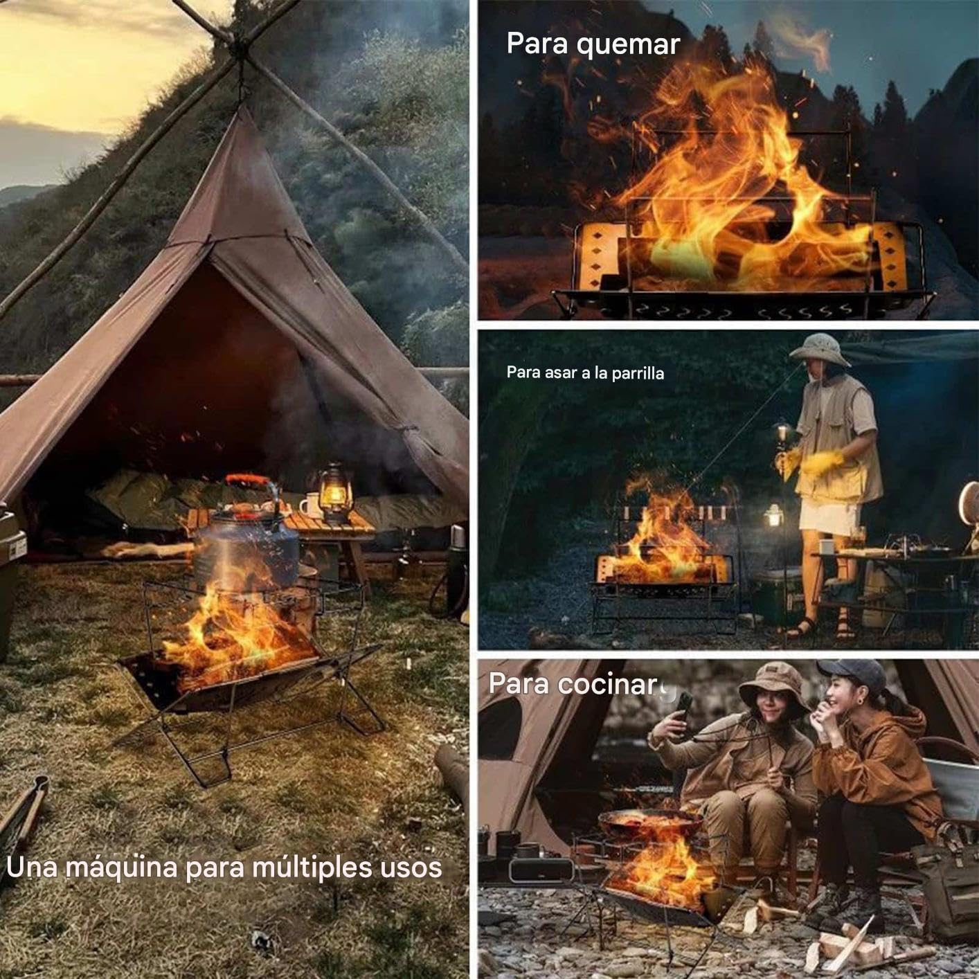 Supporto per Braciere Griglia Pieghevole In Acciaio Per Fuoco | Base da Patio per Fuoco Barbecue Esterno