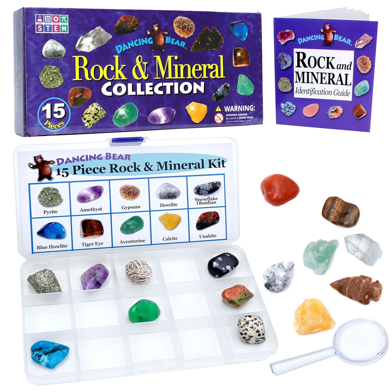 DANCING BEAR 15 Pc Rock & Mineral Collection