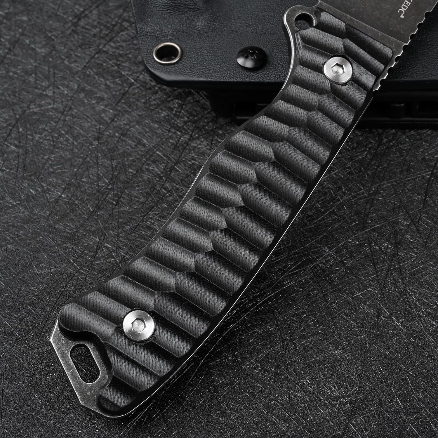 Knives 14C28N Steel Tactical Fixed Blade Knife with kydex sheath for Men EDC Outdoor Camping Survival Hunting (Black+black handle)