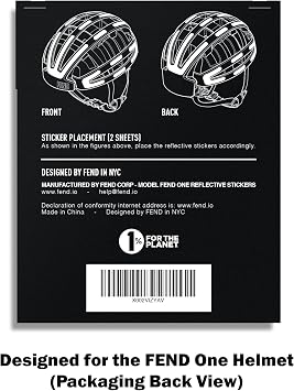 Fend One Reflective Sticker Set 3M Scotchlite Hi-Vis Black Stickers One Helmet (Reflects Bright White)