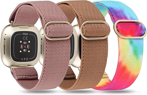 TOYOUTHS 3 paquetes de correas compatibles con Fitbit SenseSense 2Versa 3Versa 4 correas de nailon elásticas ajustables para mujeres y hombres, con