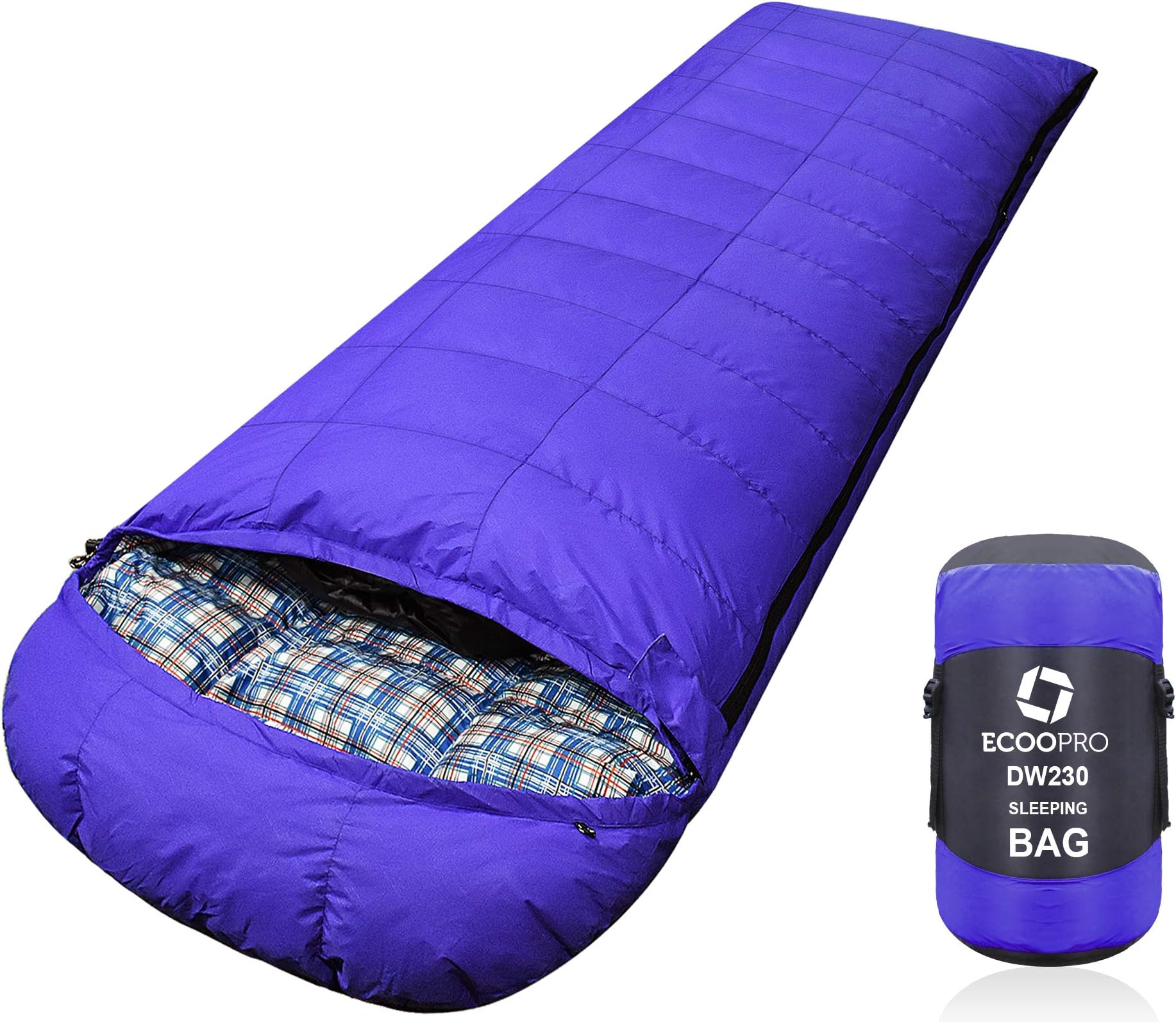 ECOOPRO Down Sleeping Bag, 32 Degree F 800 Fill Power Cold Weather Sleeping Bag - Ultralight Compact Portable Waterproof Camping Sleeping Bag with Compression Sack for Adults, Teen, Kids