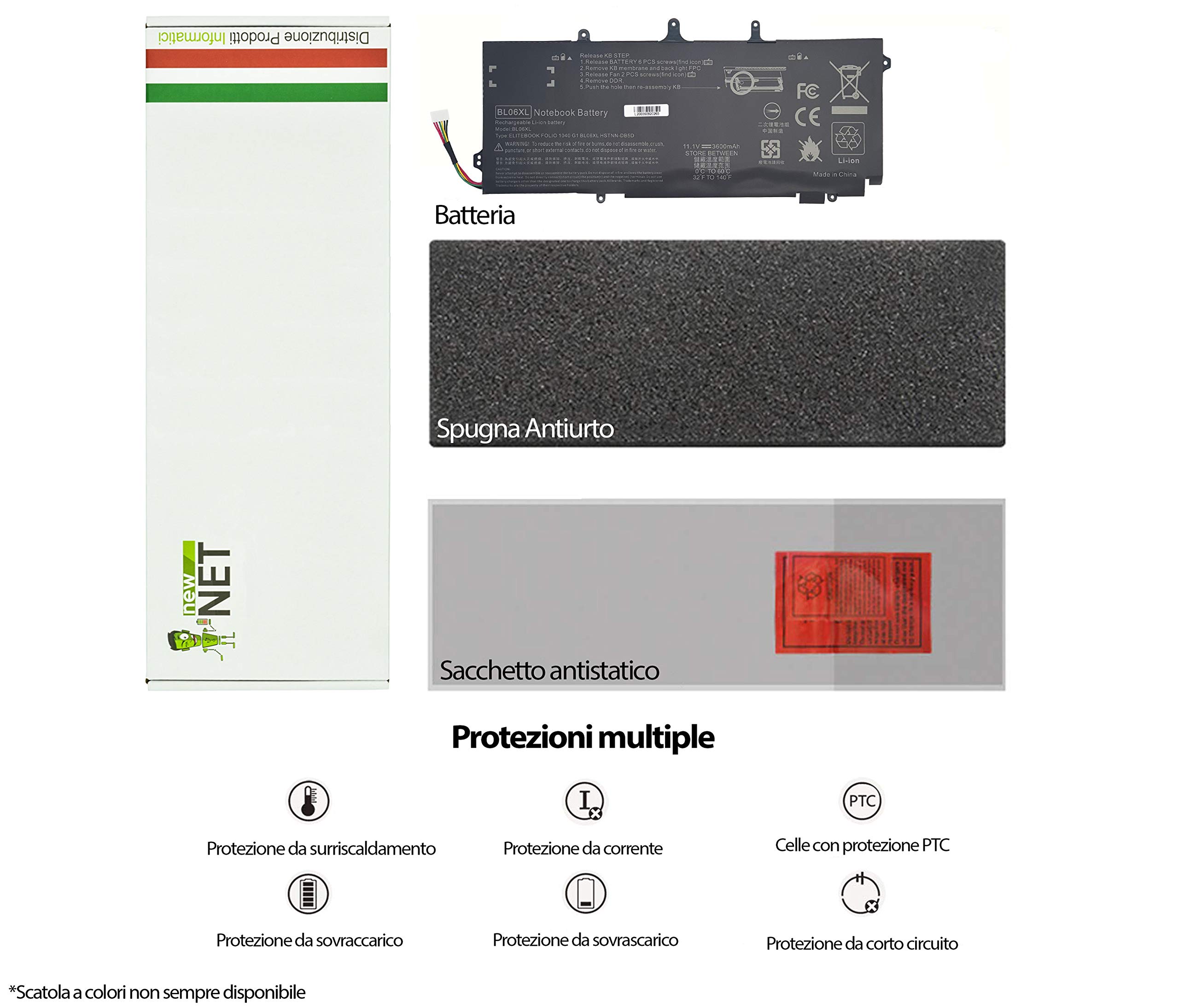 new net Batteria BL06XL BL06042XL 722236-171 HSTNN-DB5D HSTNN-W02C 722236-2C1 Compatibile con Notebook HP EliteBook Folio 1040 G0 G1 G2 [3600mAh 11.1V]