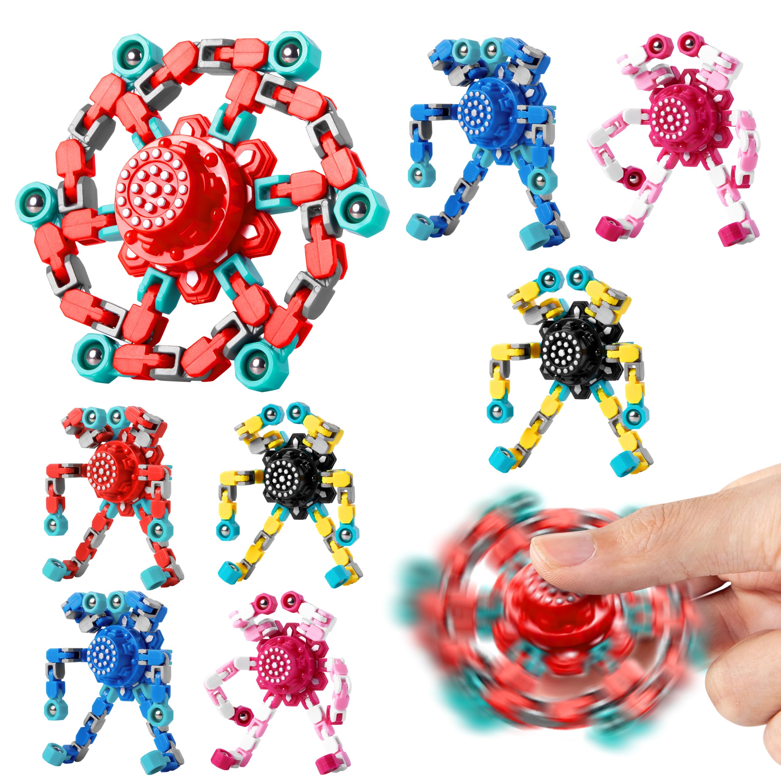 Gokeey Fidget Toys, Transformable Fidget Spinners,Autism ADHD Stress Relief Sensory Toys for Boys and Girls Age 8-12