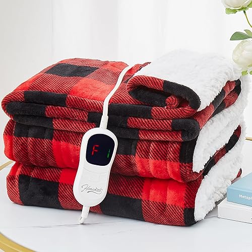 Miniatura 6 de Homemate Manta eléctrica térmica tamaño King  100 x 90 pulgadas, manta térmica de franela ultra suave y acogedora con 10 niveles de calor rápidos, 8
