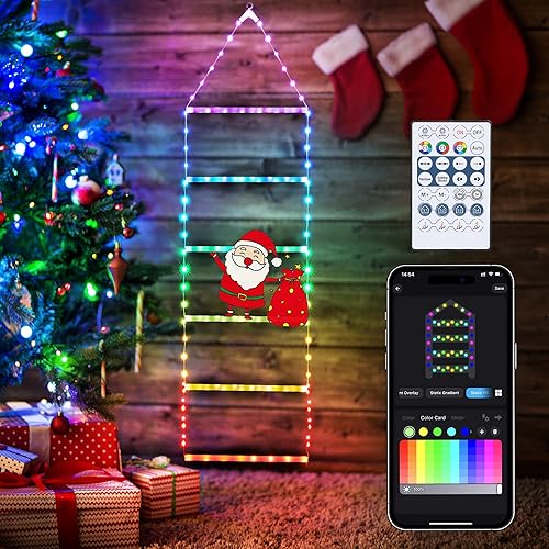 Toodour Luz de decoración de Navidad para interiores, luces de Navidad RGB inteligentes con Bluetooth y control por aplicación, luces LED de