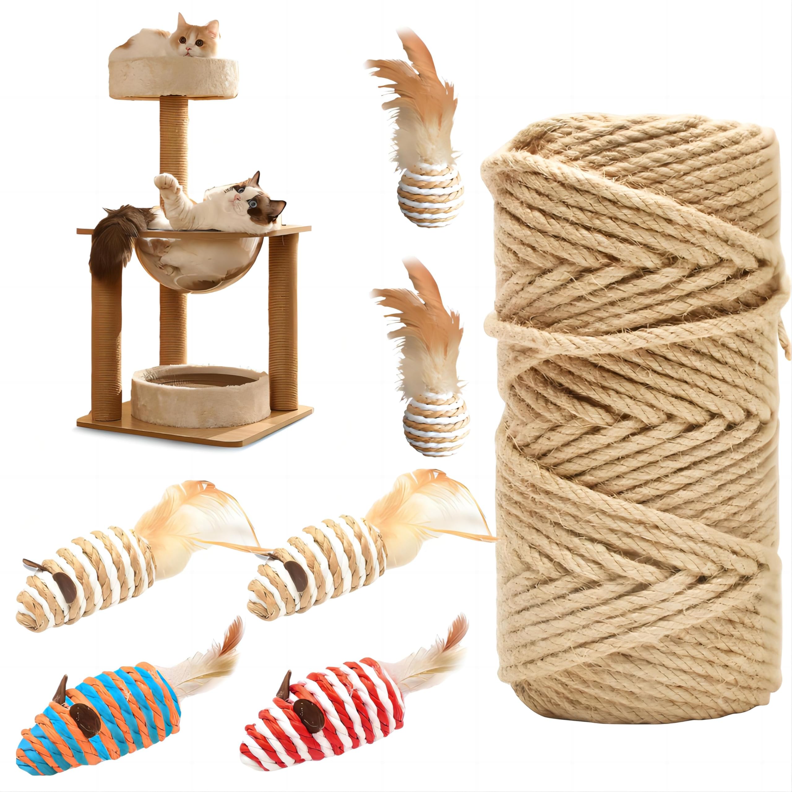 Cuerda De Sisal Natural 6mm X 50 Metros - Para Rascadores De Gatos Y Decoración | 100% Biodegradable
