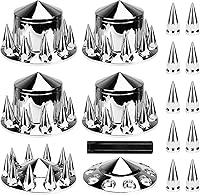 Vista 8 de Youxmoto Cubierta de eje delantero estándar con tapa de rueda cromada de 33 mm para camión semi, plástico ABS cromado, ajuste universal, paquete de 2