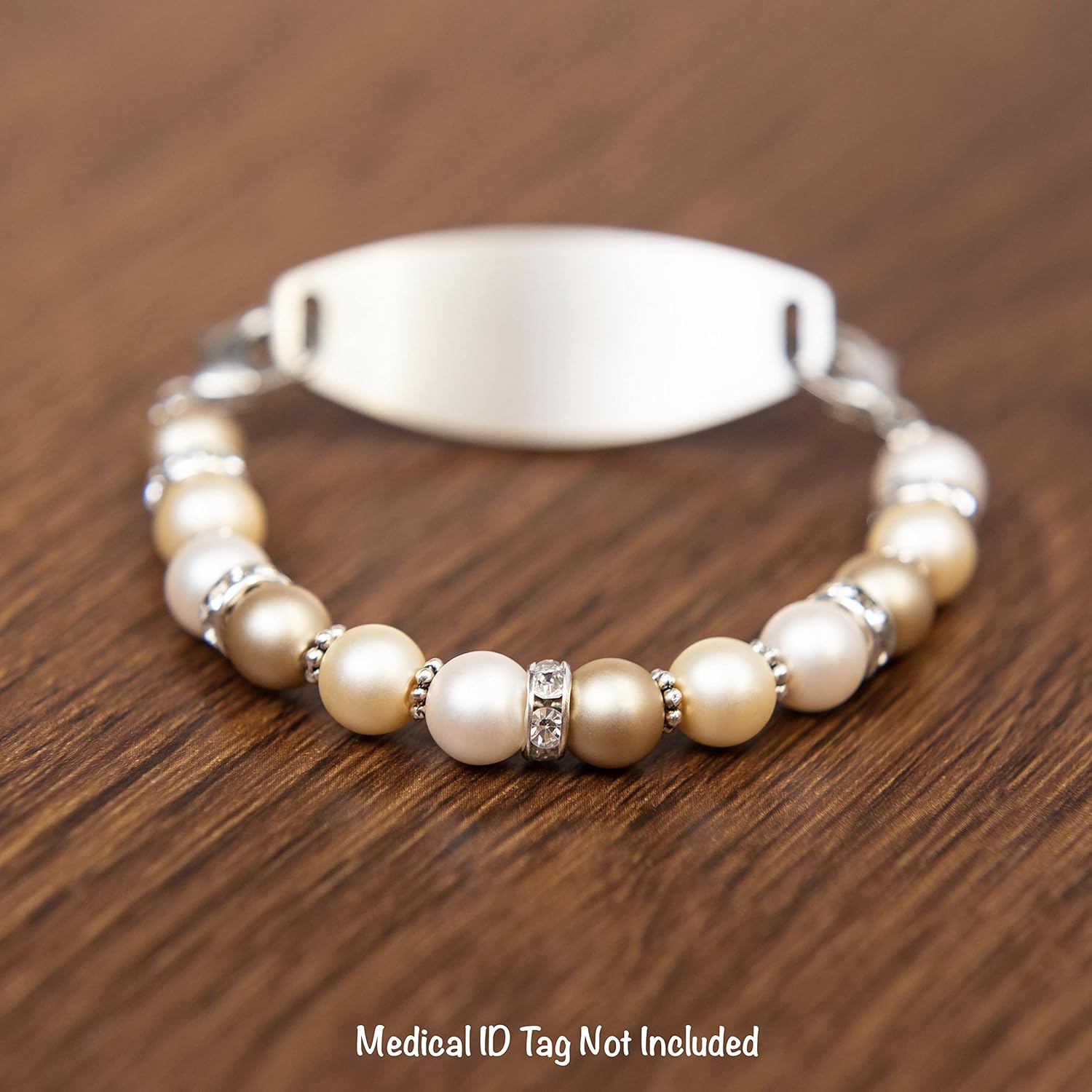 STRETCH Medical Alert Bracelet, Interchangeable Replacement Medical ID Bracelet, ID TAG NOT INCLUDED, Pearl Collection