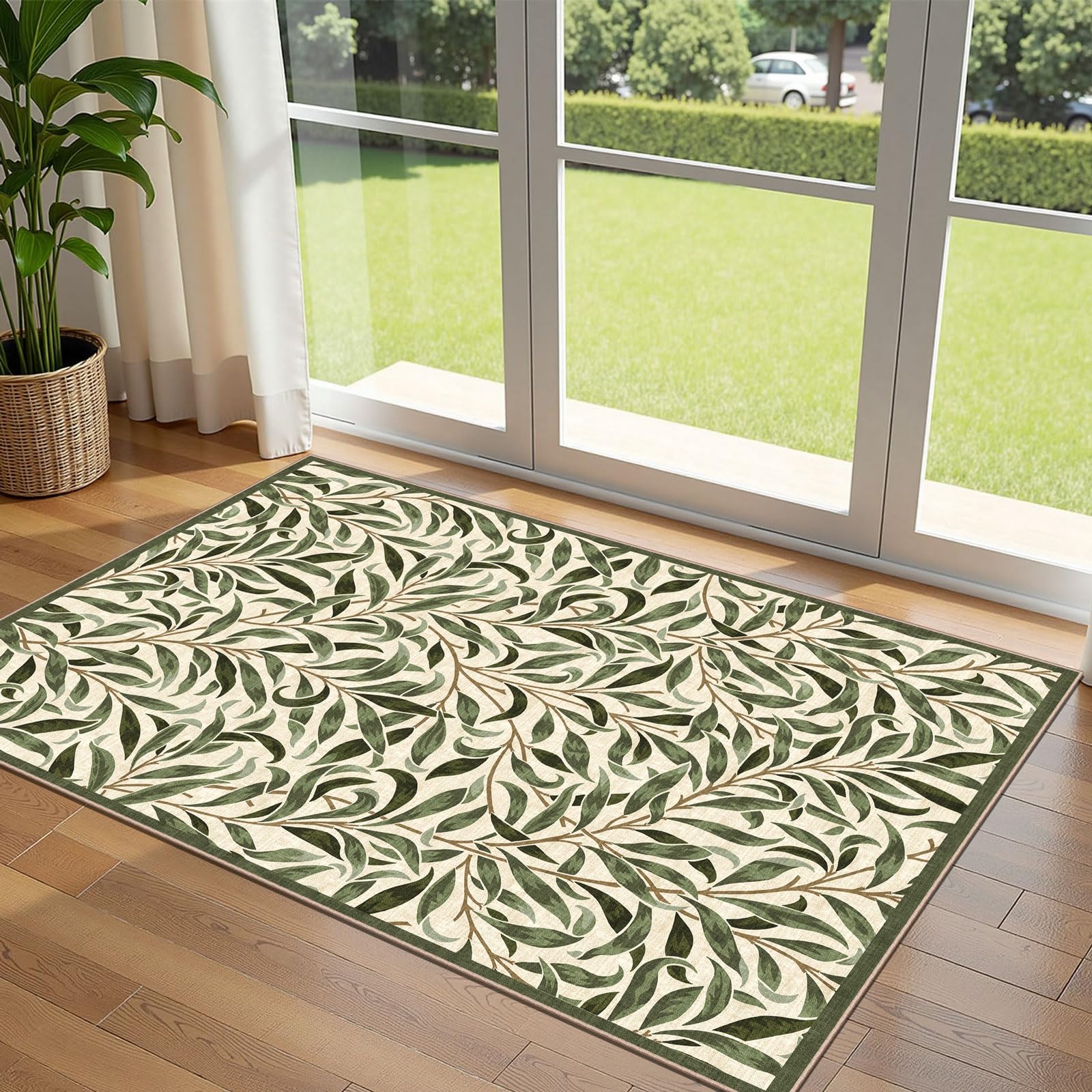 Othilic 3x5 Leaf Entry Rug - Washable Indoor Outdoor Mats for Front Door
