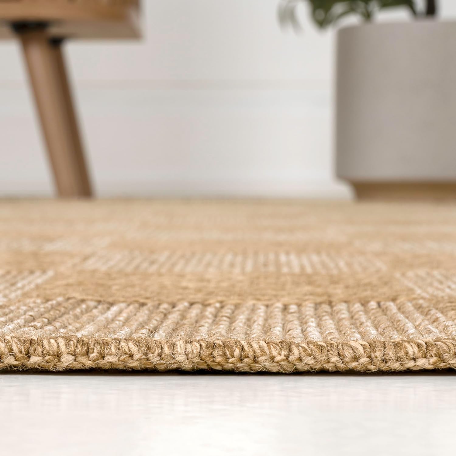 JONATHAN Y Easy Jute Rustic Indoor Outdoor Area Rug Natural/Beige 3X5, Mason Checker for Backyard, Patio, Easy-Cleaning, High Traffic, Pet-Friendly, Hose Washable, Non-Shedding FXV200A-3