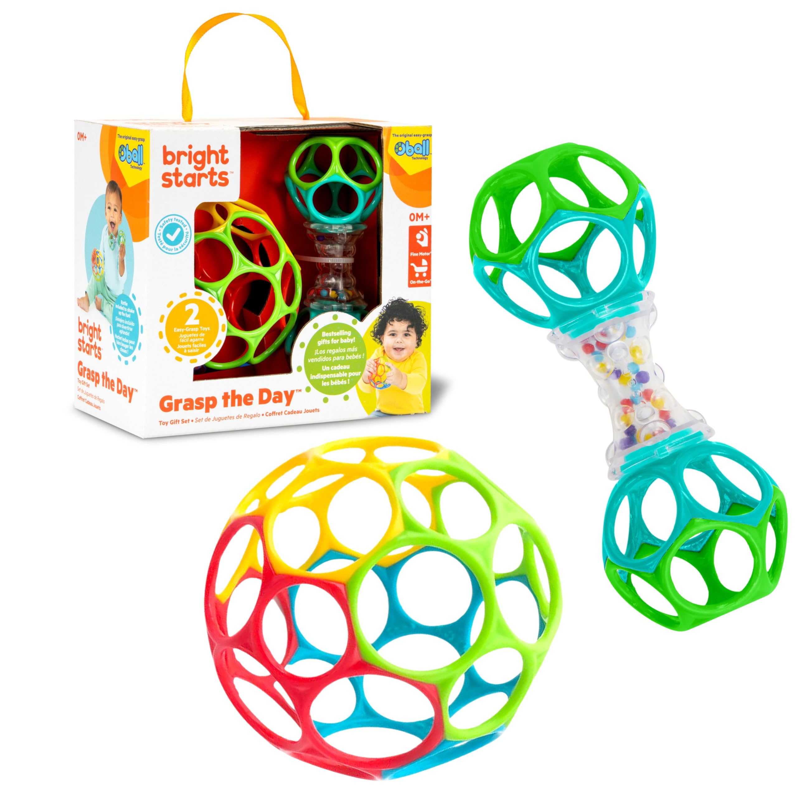 Oball 16908 Kids2 Kids 2 Grasp the Day Gift Set Gift Set, O-Ball Rattle Teeth, Baby, 0 Months