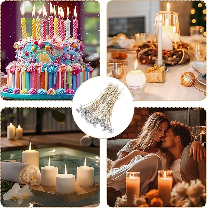 Kit de Pabilos para Velas - 50 Piezas de 8 Pulgadas con Soportes y Pegatinas miniatura 6