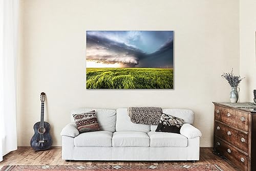 Miniatura 5 de Storm Wall Art (Ready to Hang) Metal Print of Supercell Thunderstorm Over Wheat Field on Stormy Spring Day in Kansas Weather Photography Nature