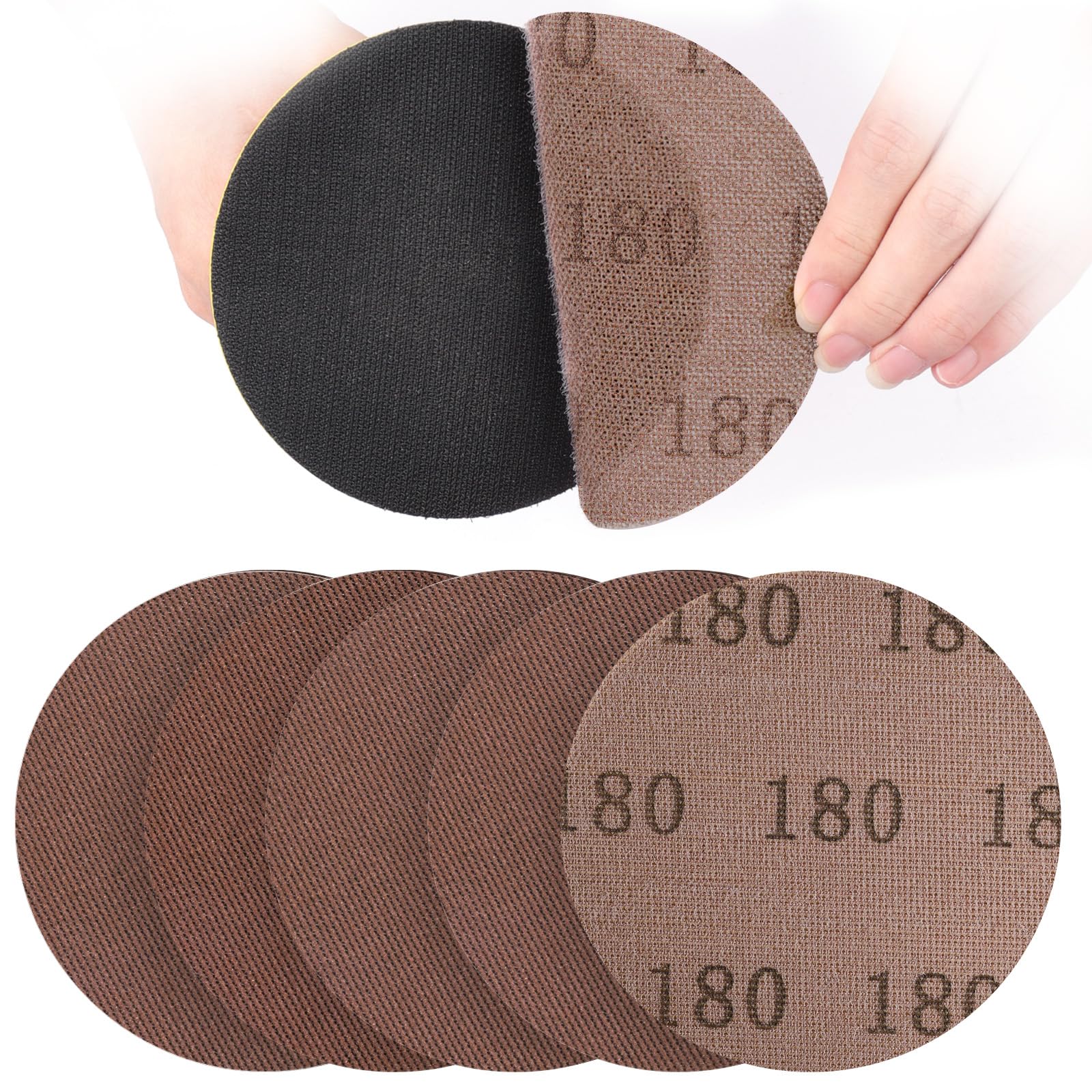 UMXIUO 30 Piece 150mm Mesh Round Sanding Discs Hook & Loop Grits 180, Suitable for 150mm Orbital Sanders