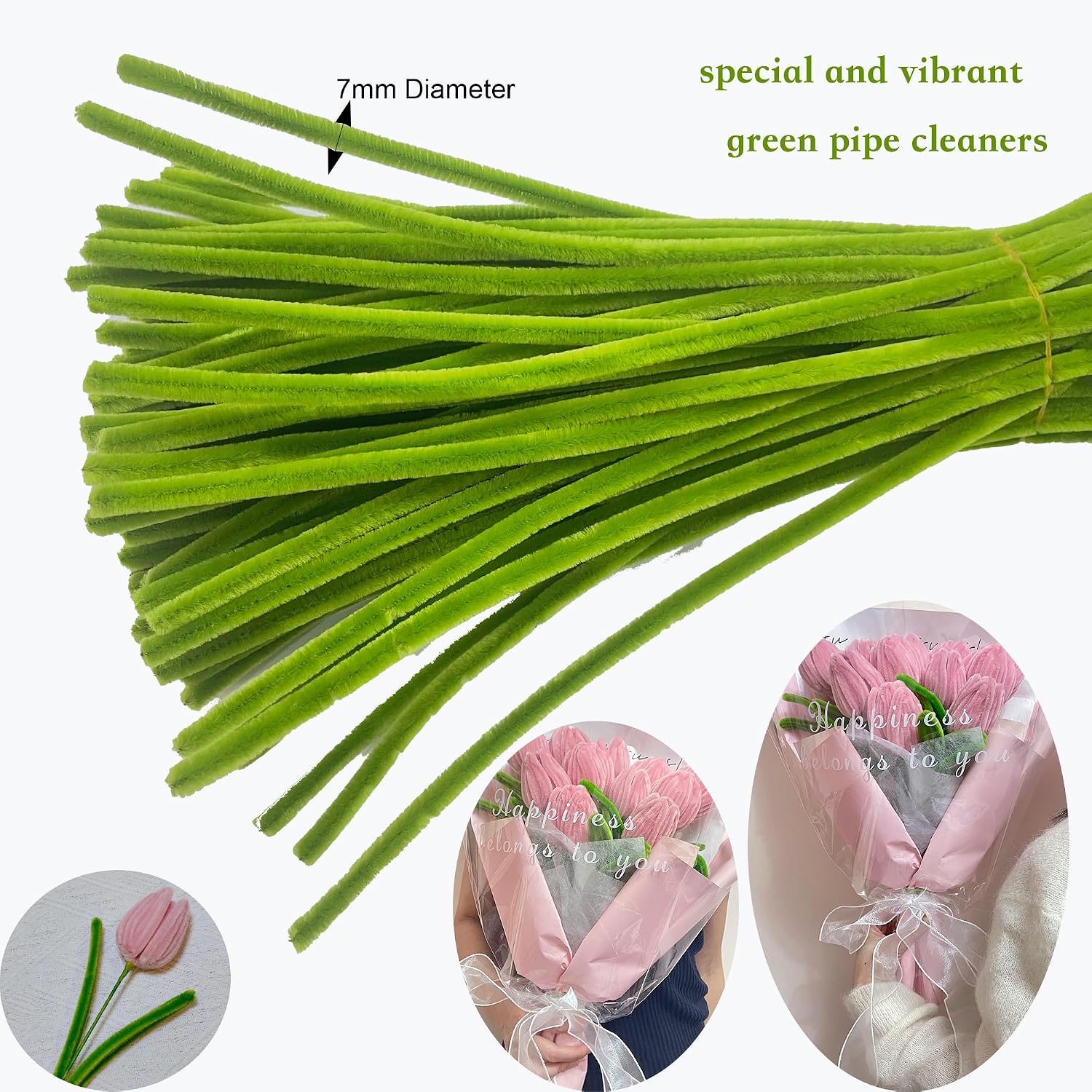Yjooiua 400pcs Pipe Cleaners Flower Kit for Flower Making, 5 Colors Pastel Pipe Cleaners Bulk for Arts and Craft Project