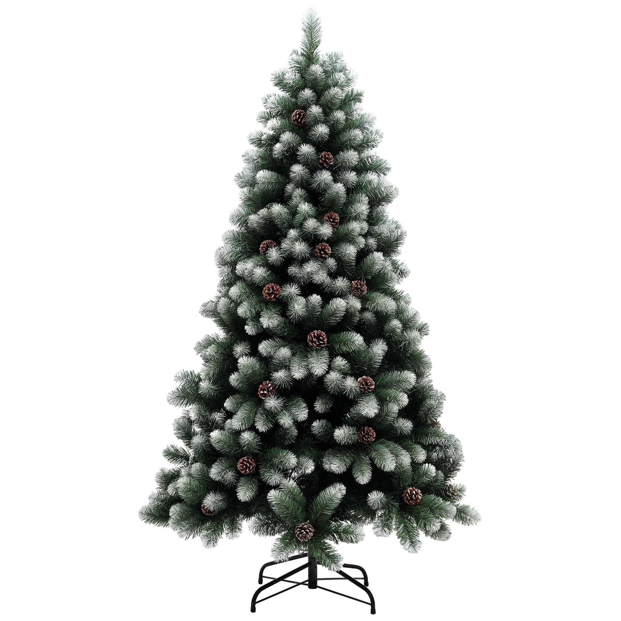 HOMCOM 6ft Artificial Pine Christmas Tree With Pinecones - Steel Base  | TJ Hughes
