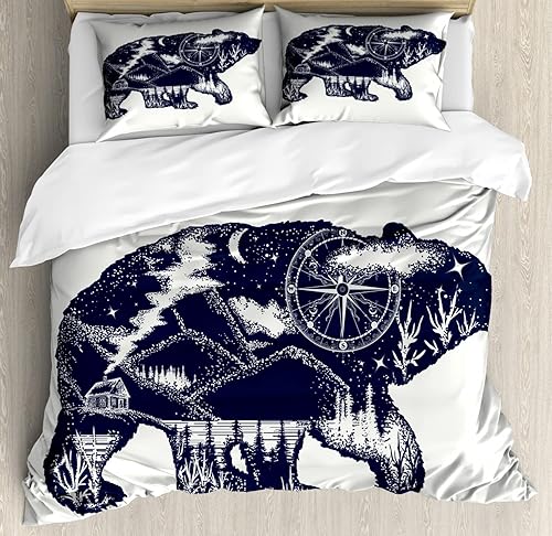 Miniatura 22 de Ambesonne - Funda de edredón multicolor disponible en tres tamaños y en diferentes colores, Tela, Beige, King