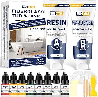 Kit Reparation Baignoire Blanc, Kit R&eacute;paration Carrelage Pour Acrylique, C&eacute;ramique, Cuisine Salle de Bain R&eacute;pare &eacute;clats, Rayures, Fissures et Trous Rouille Kit R&eacute;paration Email Baignoire -Multicolore