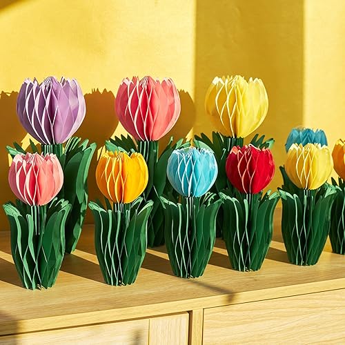 Miniatura 4 de 12 decoraciones de panal de tulipán, decoraciones de primavera para oficina, decoración de mesa de primavera, decoraciones de fiesta de tulipanes,