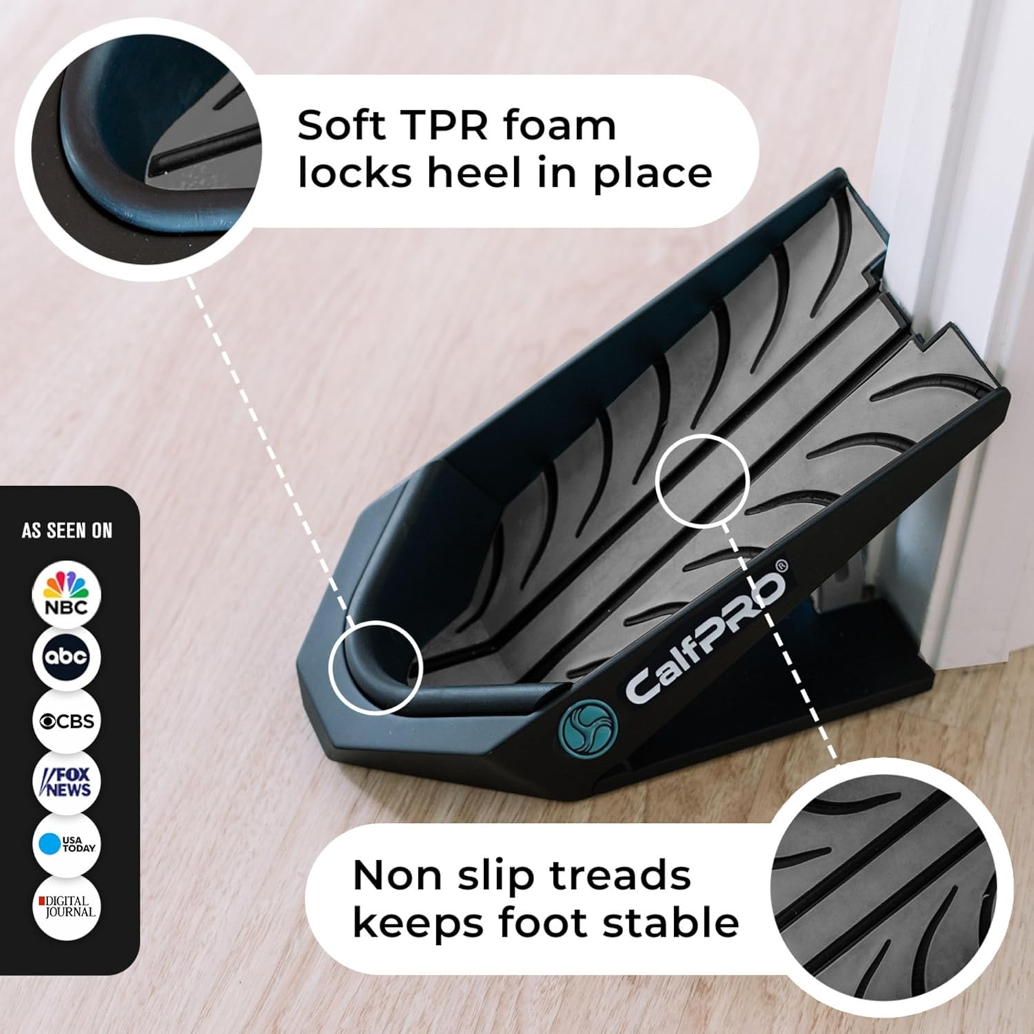 CalfPRO Deepest Calf Stretcher for Plantar Fasciitis Relief. Deep Heel Lock Stretch Device for Tight Calves, Achilles, Hamstrings, & Foot Pain. Portable Mobility Tool for Athletes & Everyday Use