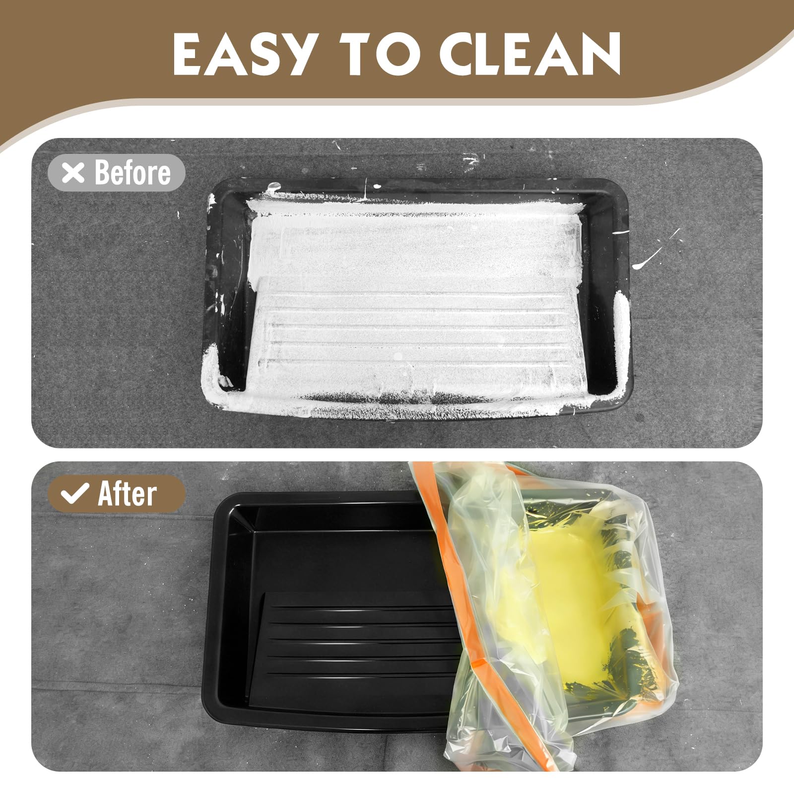 ROLLINGDOG Kit de bandeja de pintura de 18 pulgadas, bandeja de rodillo de pintura de 18 pulgadas con 10 forros desechables para pared, techo, suelo