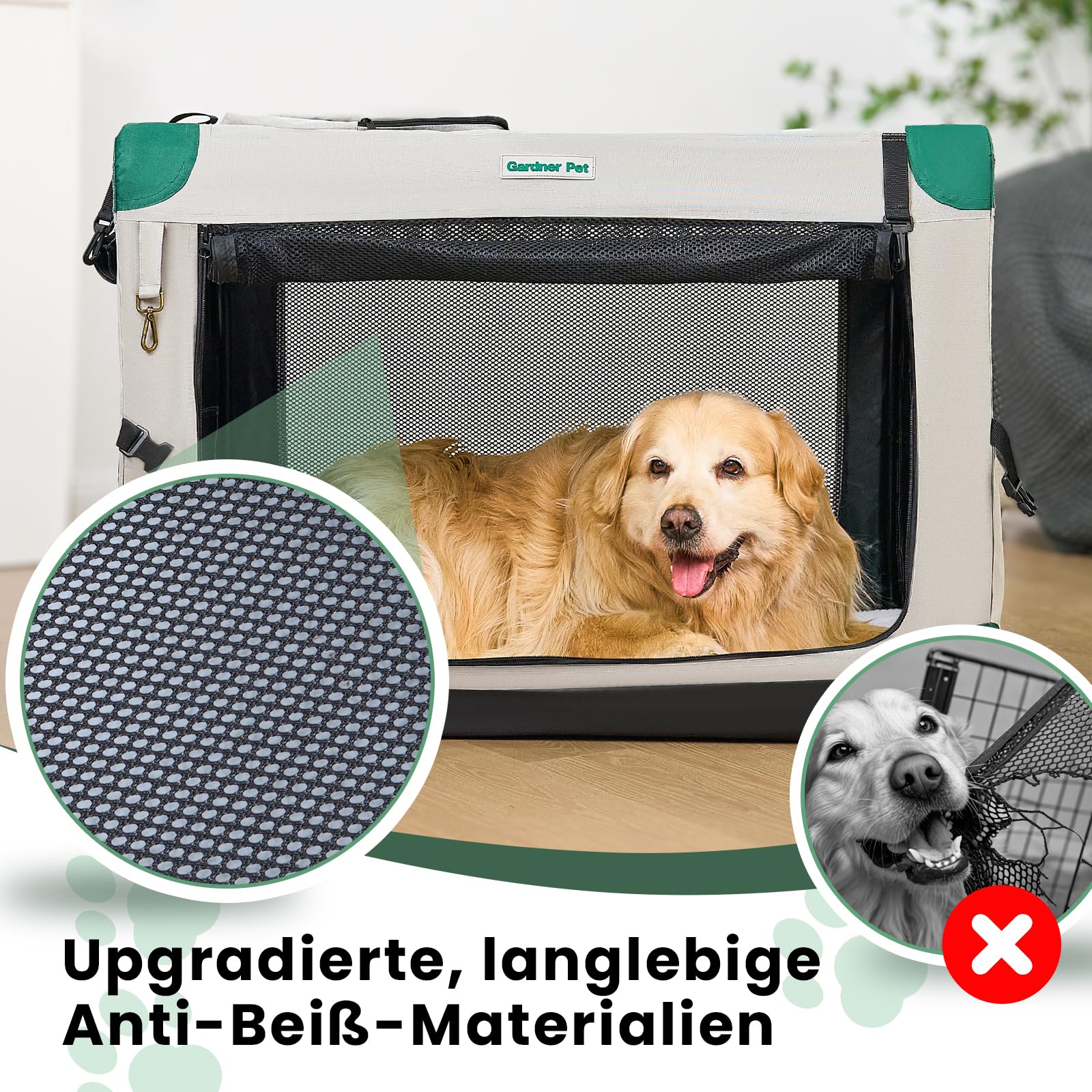 Gardner Pet Hundebox faltbar, Grau, 76x53x53cm, Katzen & Hunde bis 23 kg | Hundetransportbox mit Tragegriffen, Mit Decke, Für Katzen & Hunde bis 23 kg, Mit Aufbewahrungstasche