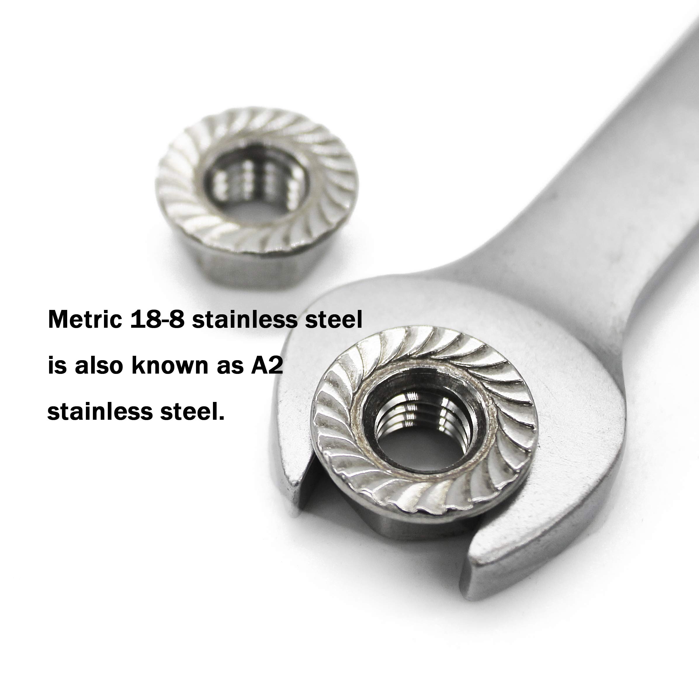 Stainless Steel Flange Nuts - M4 Serrated -6