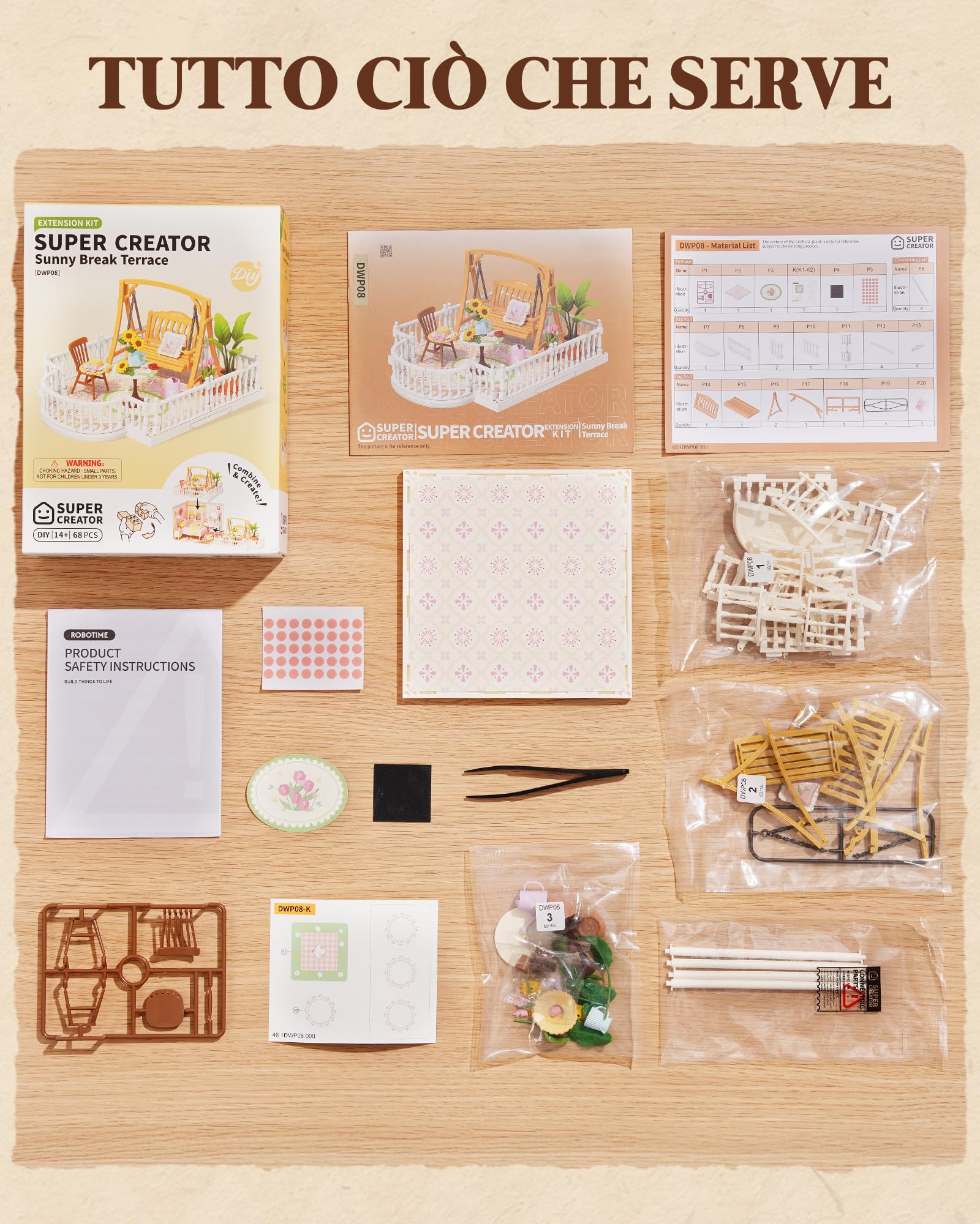 Rolife Super Creator Accessori Kit di Modellini in Miniatura fai-da-te, Casa delle Bambole Compatibile con il Super Creator, Regalo di Natale e Compleanno per Adulti (Terrazzo Soleggiato)