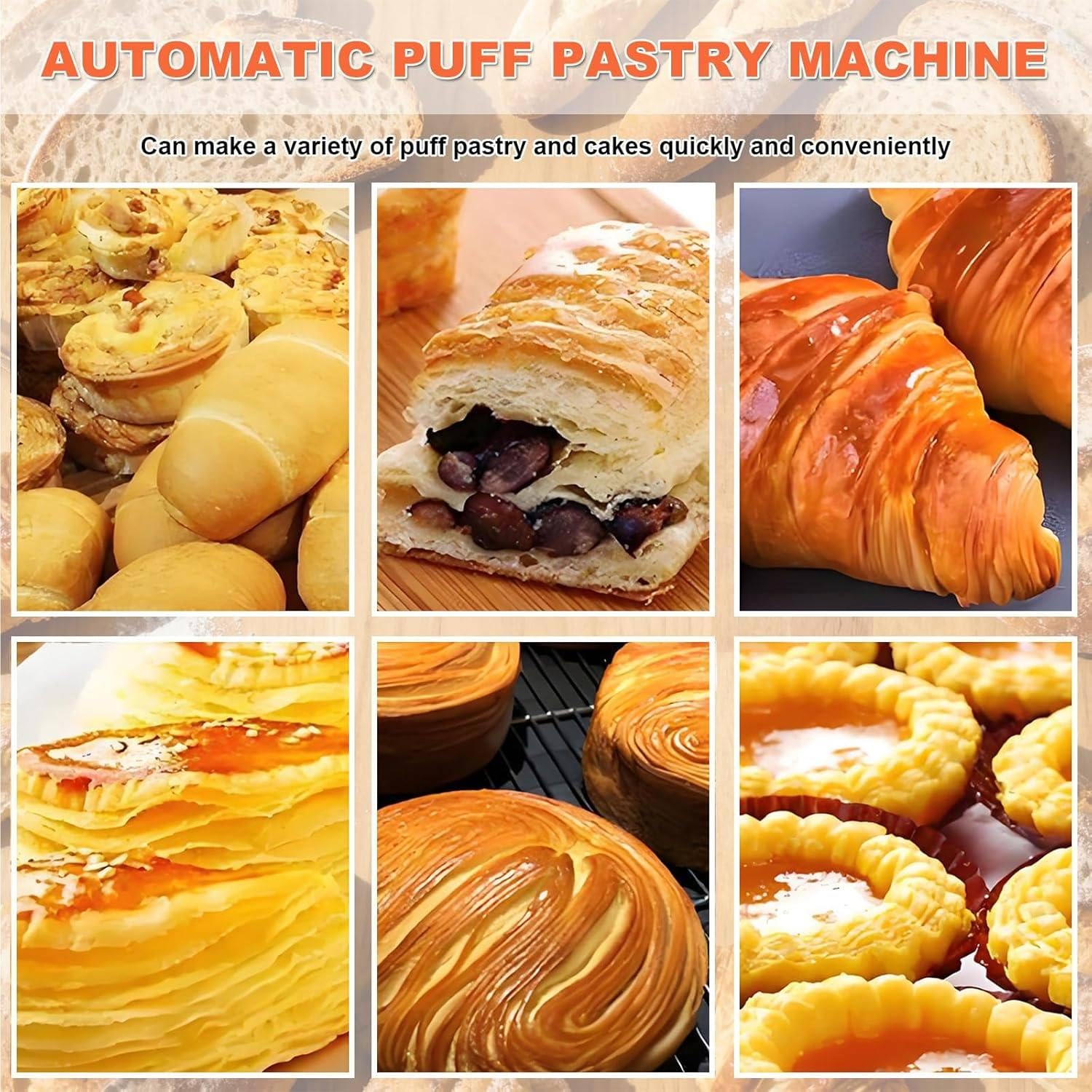 Sfogliatrice Pasticceria Elettrico in Acciaio Inox con Tavola Grande, Macchina per Pasta Sfoglia, Spessore Regolabile, Laminatrice per Pasta per Panetteria, Pizza e Croissant