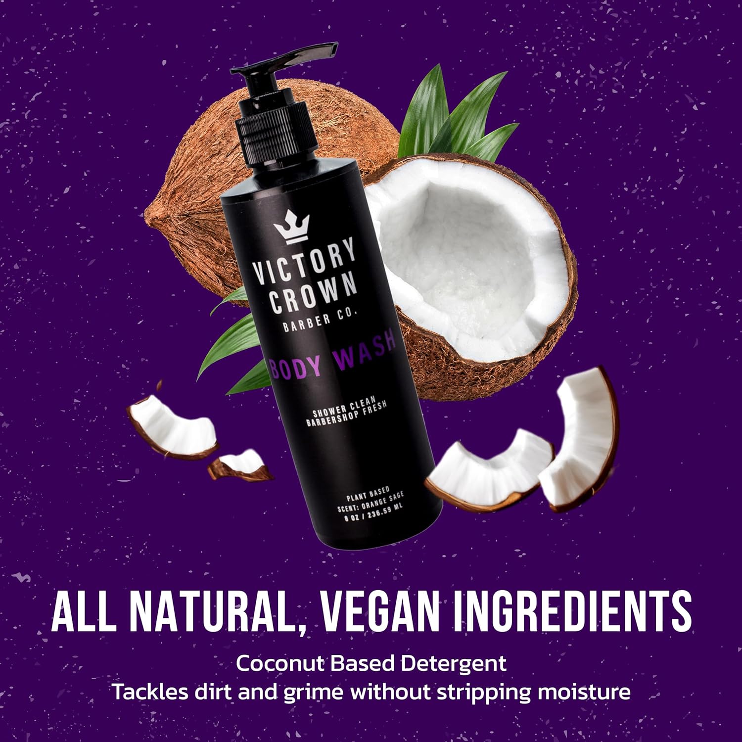 Victory Crown Moisturizing Body Wash Plant-Based Cleanser with Coconut & Pumice Extract, 8 Oz