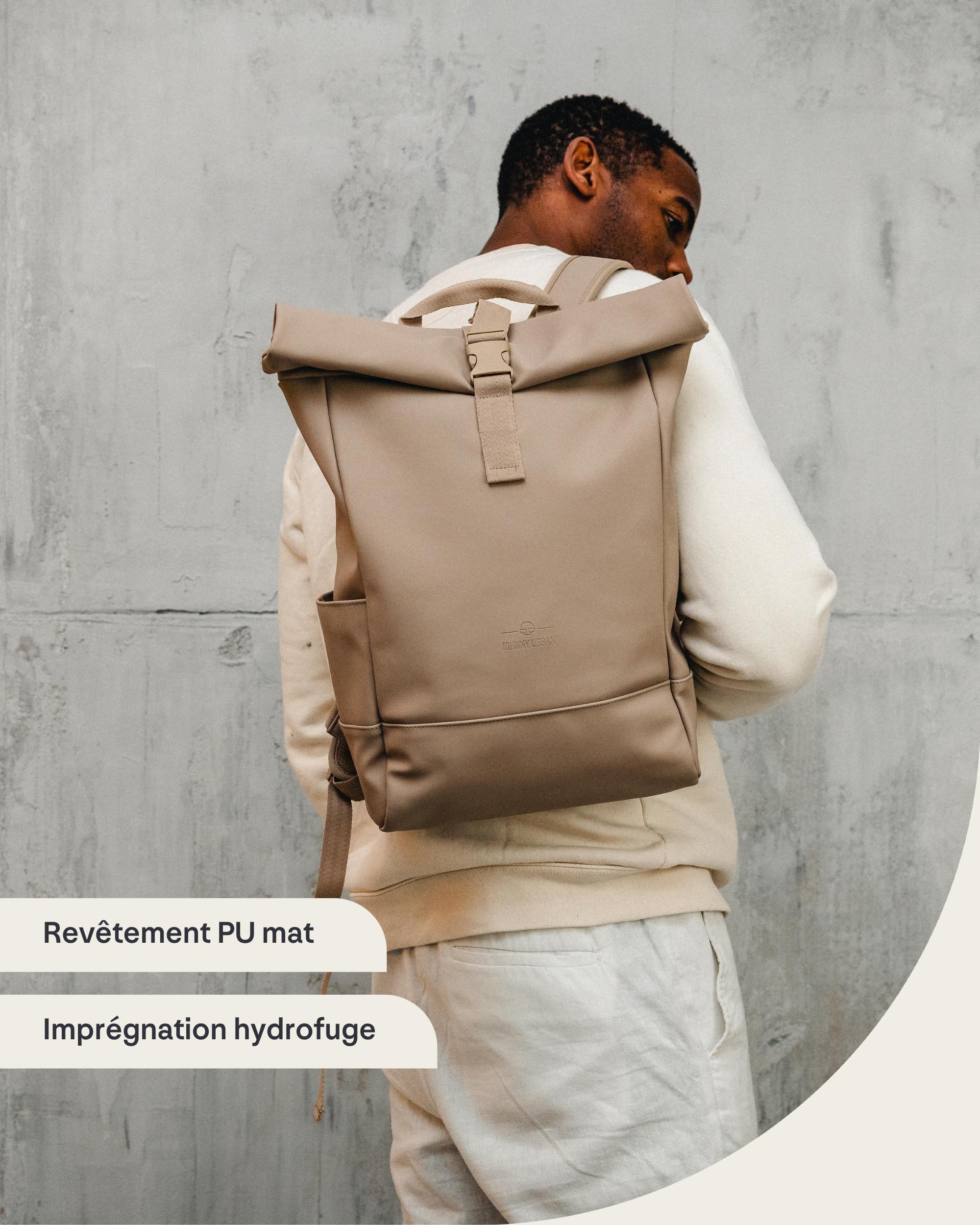 Johnny Urban Sac à Dos Femme & Homme - Harvey Medium - Backpack Roll Top pour Ordinateur Portable pour Voyage Travail, Loisir - Compartiment de 16 Pouces - Hydrofogue