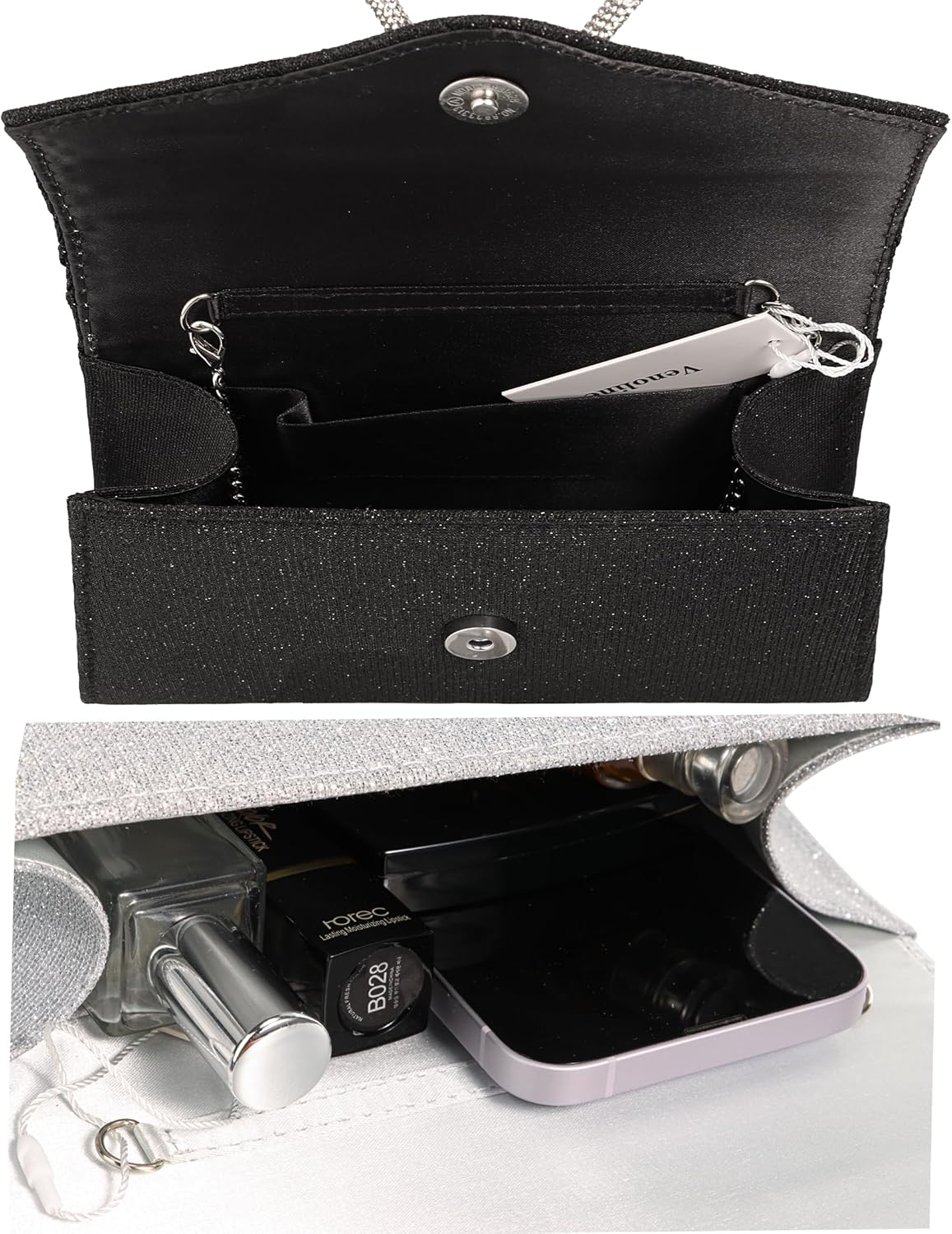 Sparkling Evening Clutch Purse for Women,Rhinestone Bow Top Handle Party Handbag,Wedding Prom Formal bag - Image 6