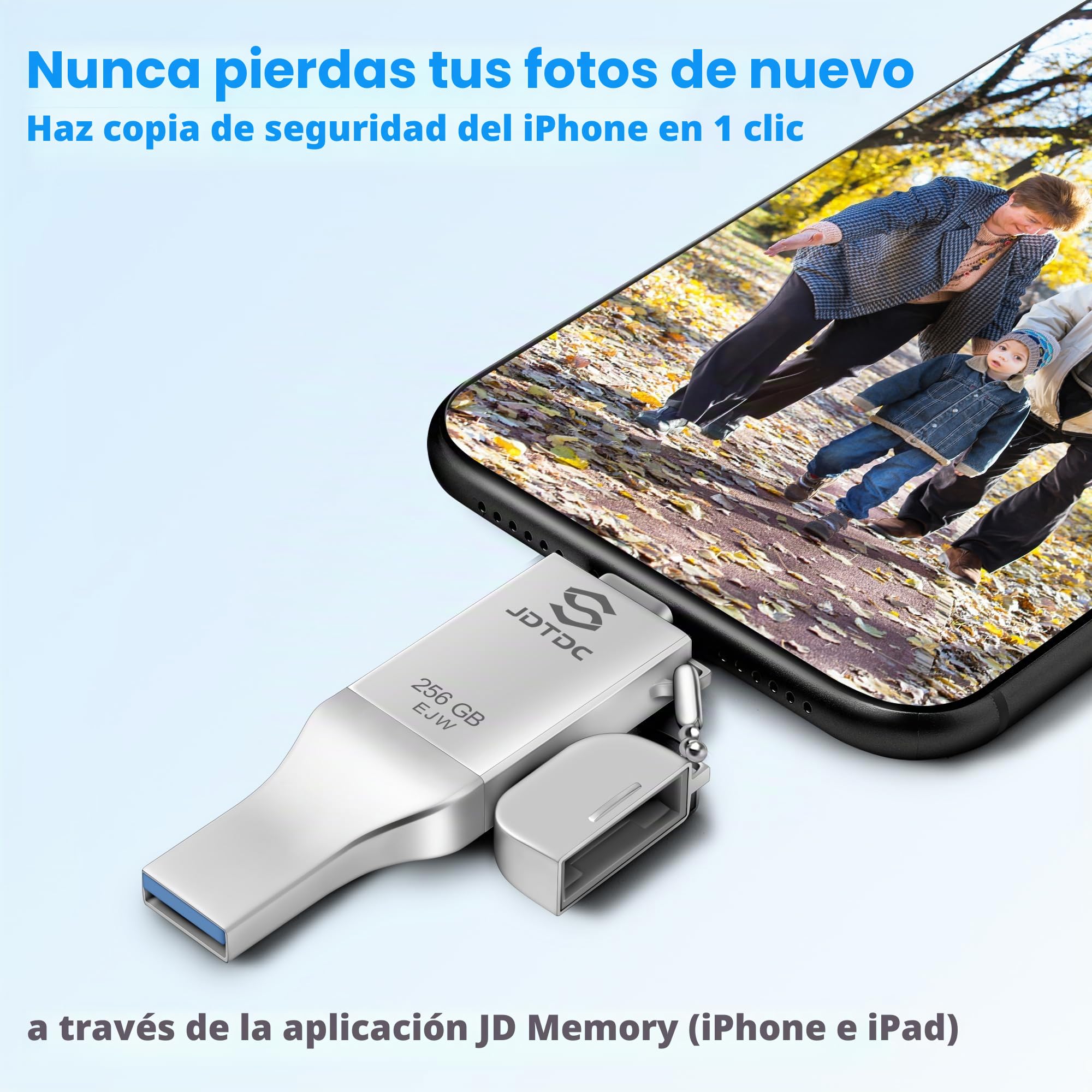 Apple MFi 256GB Memoria USB para iPhone, Pen Drive Lightning, Flash Drive Externo para iPad/Android/PC/Mac, Photostick con Transferencia de Fotos