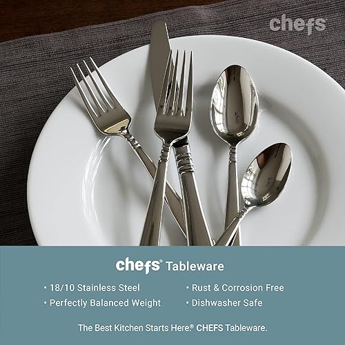 Miniatura 8 de Chefs Juego de cubiertos de acero inoxidable 1810, 20 piezas, servicio para 4, Harlow