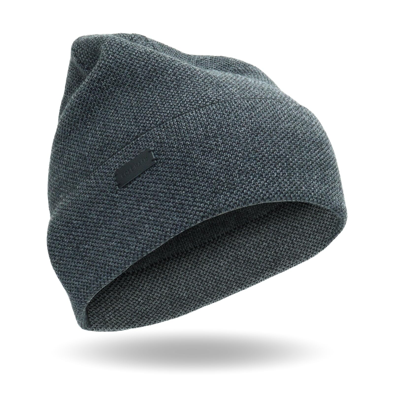 Cole Haan Heritage Rib Cuff Wool Beanie Hat, One Size, Black, One Size