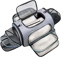 Bolsa De Transporte Pet 51x32x31cm Expansível Luxo Viagem Aéreo Cabine Grande Passeio Cães e Gatos