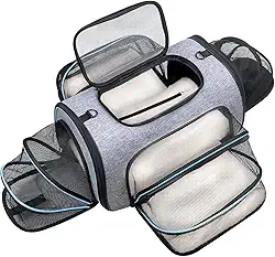 Bolsa De Transporte Pet 51x32x31cm Expansível Luxo Viagem Aéreo Cabine Grande Passeio Cães e Gatos