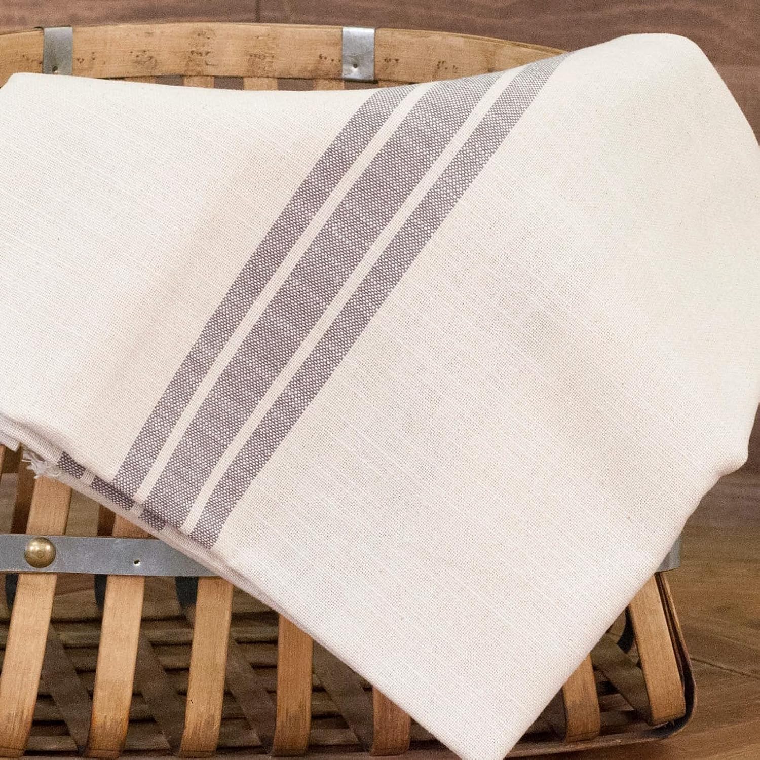 Piper Classics Market Place Gray Ticking Stripe Bulk Yardage, Three Yards, 108" x 110" Wide