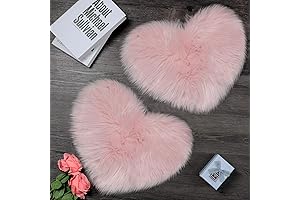 Pink Fluffy Heart Shaped Rug