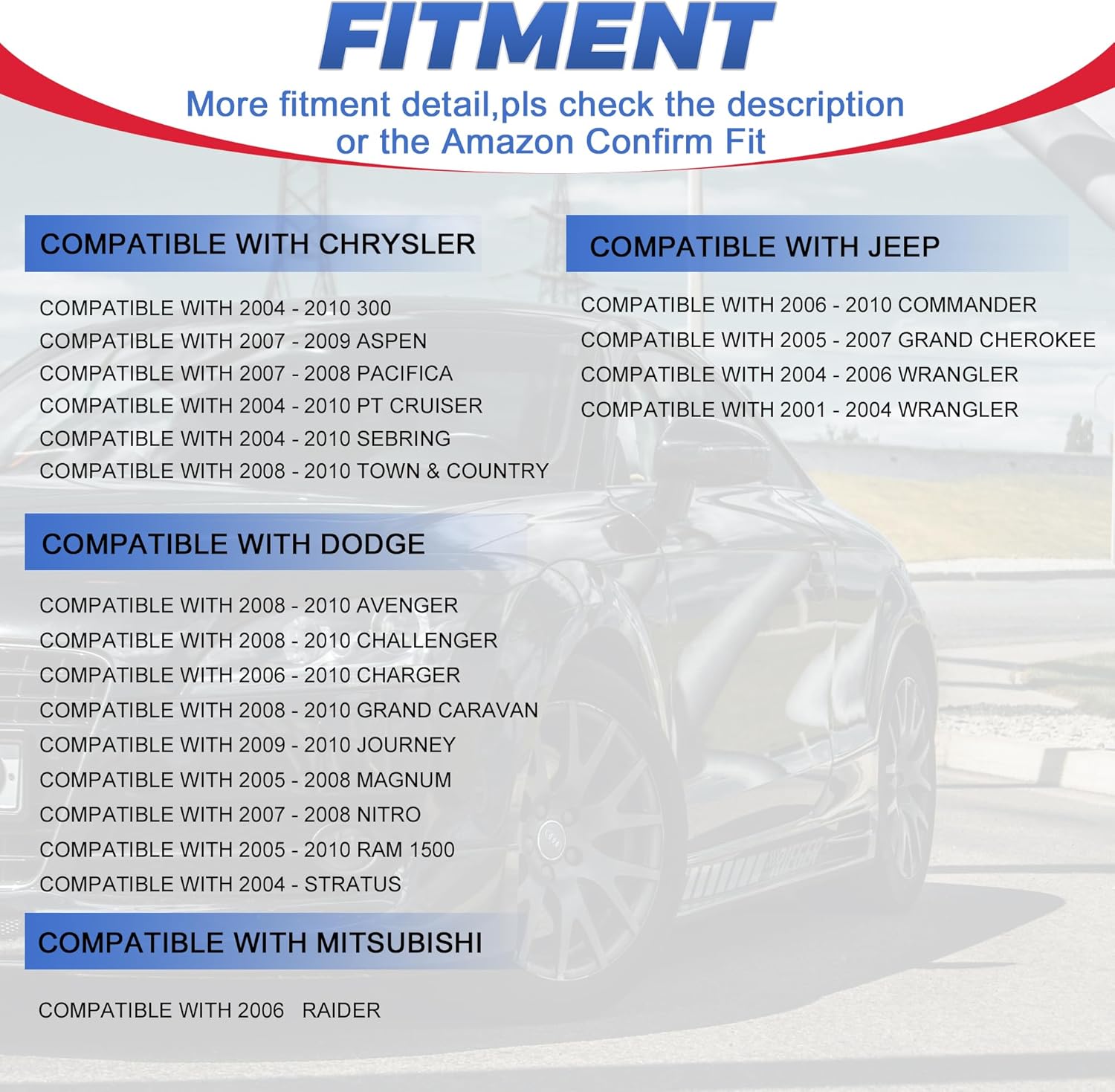 234-4587 250-24253 Oxygen Sensor Downstream/Upstream Compatible for Chrysler Dodge Charger Challenger Dakota Ram 1500 Jeep Wrangler Commander Mitsubishi Raider 4PCS