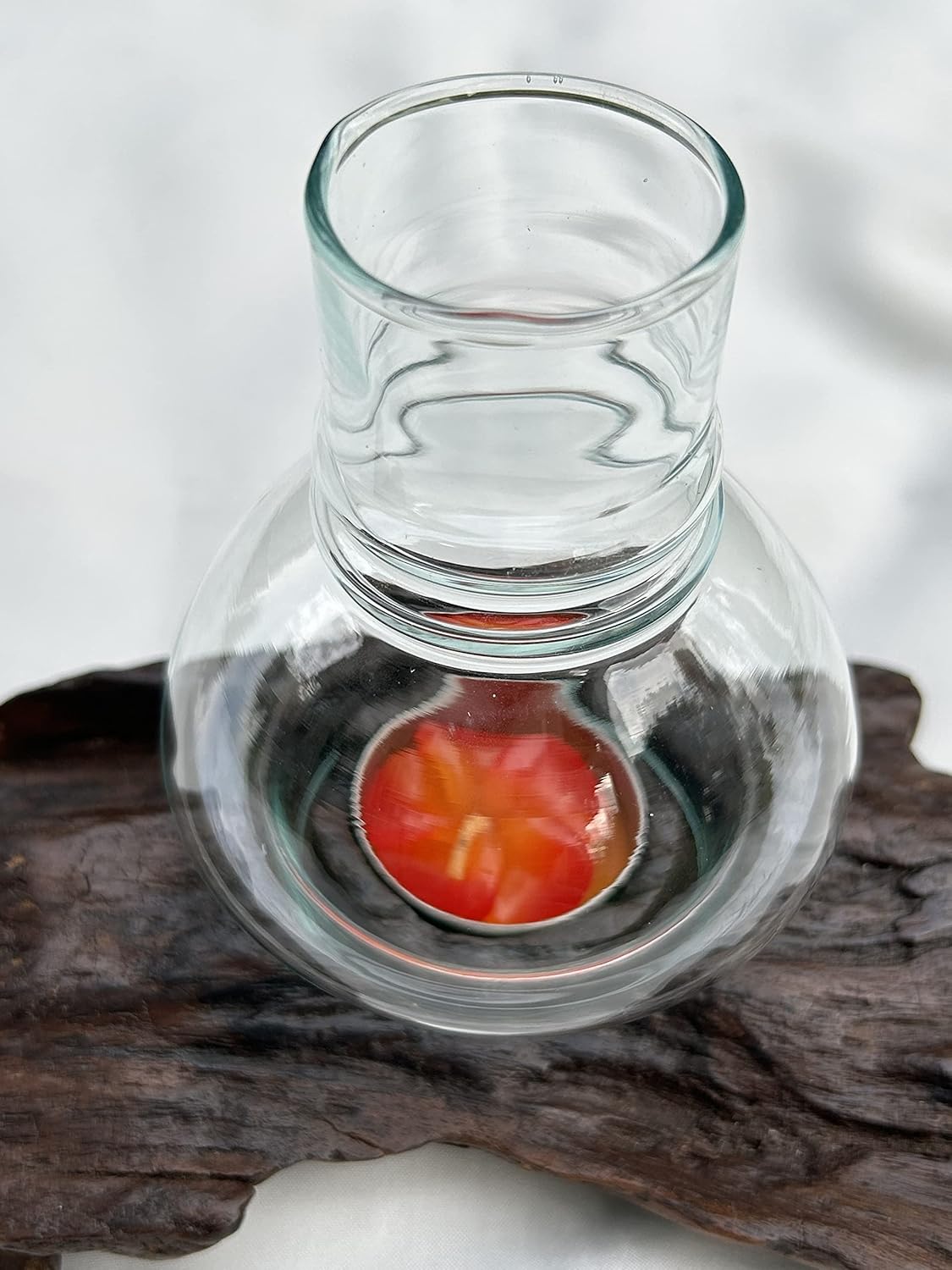 Teak Root Candle Holder with Glass Cover