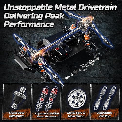 Miniatura 3 de DEERC H16R - Autos RC rápidos sin escobillas, auto de control remoto de alta velocidad 116, 52 KMH, 4 x 4 RTR todo terreno, vehículo eléctrico