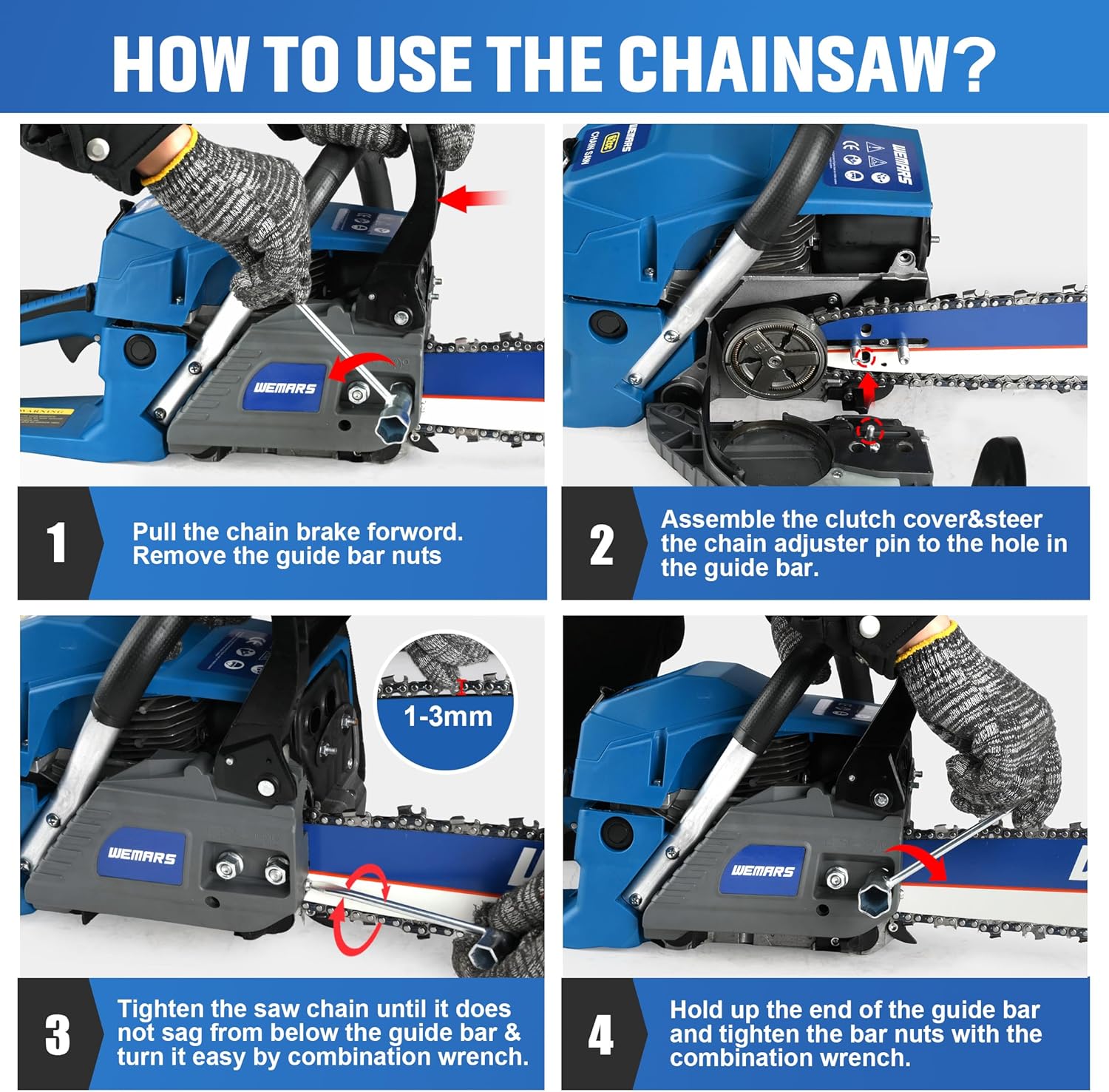 Gas Chainsaw 62CC 20 Inch Gas Powered Chainsaws 2-Cycle Gasoline Handheld Cordless Petrol Chain Saws for Cutting Wood Tree Trimming Garden and Farm Use